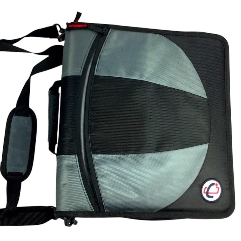 Case-it Dual 3 Ring Zipper Binder Bag w/ Shoulder Strap Black/Blue OS